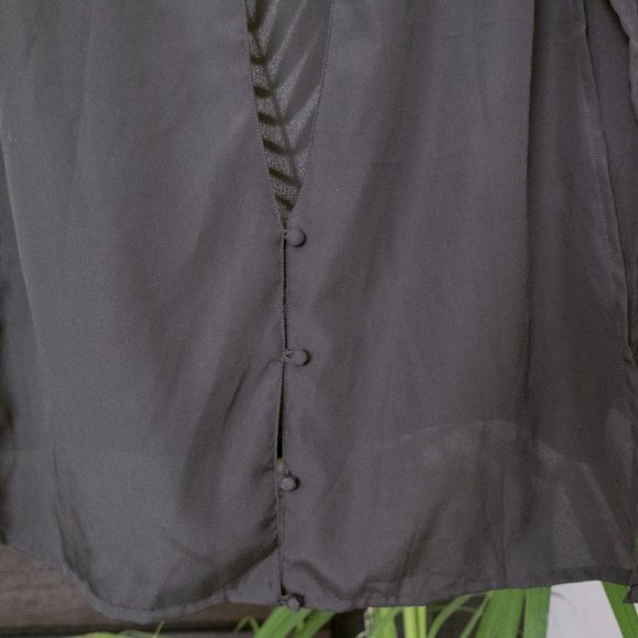 Vintage sheer long sleeve blouse, button open back - Picture 6 of 7